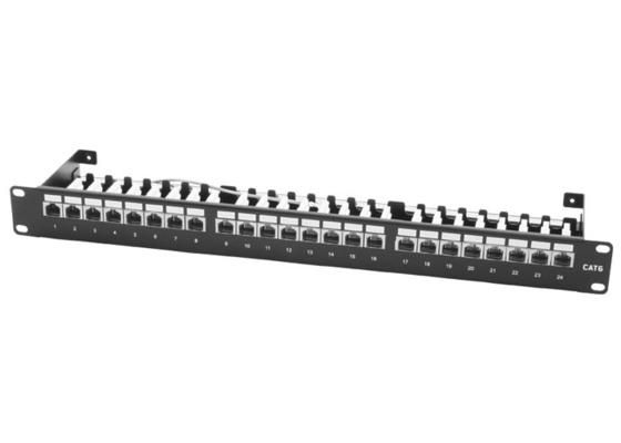 Cold Rolled Steel Cat6 Shielded Patch Panel , Screened 568A B 24 Way Patch Panel
