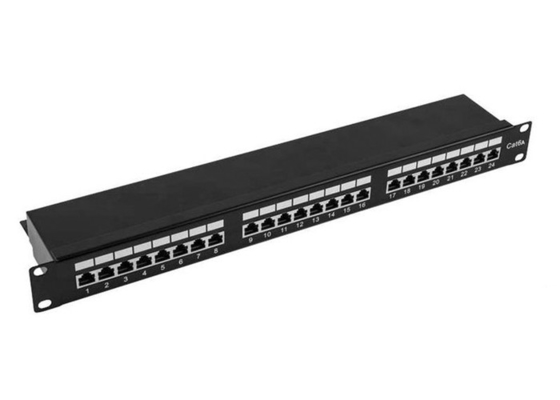 Cold Rolled Steel Cat6 Shielded Patch Panel , Screened 568A B 24 Way Patch Panel