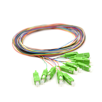 0.9mm Pigtail Single Mode , 1m SC APC Single Mode Pigtail 12 Core For FTTx Network